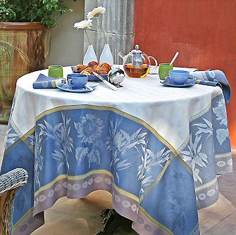 French Jacquard tablecloth, Teflon (Verlaine. cobalt x blue) - Click Image to Close